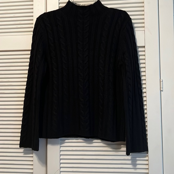 Kate Hill Sweaters - KATE HILL Petite Mock Neck Cable Sweater